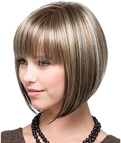 Kedada Womens Wigs Short Hair Bob Wigs with Bangs for Black Women As Human Hair Blonde + Free Wig Cap
