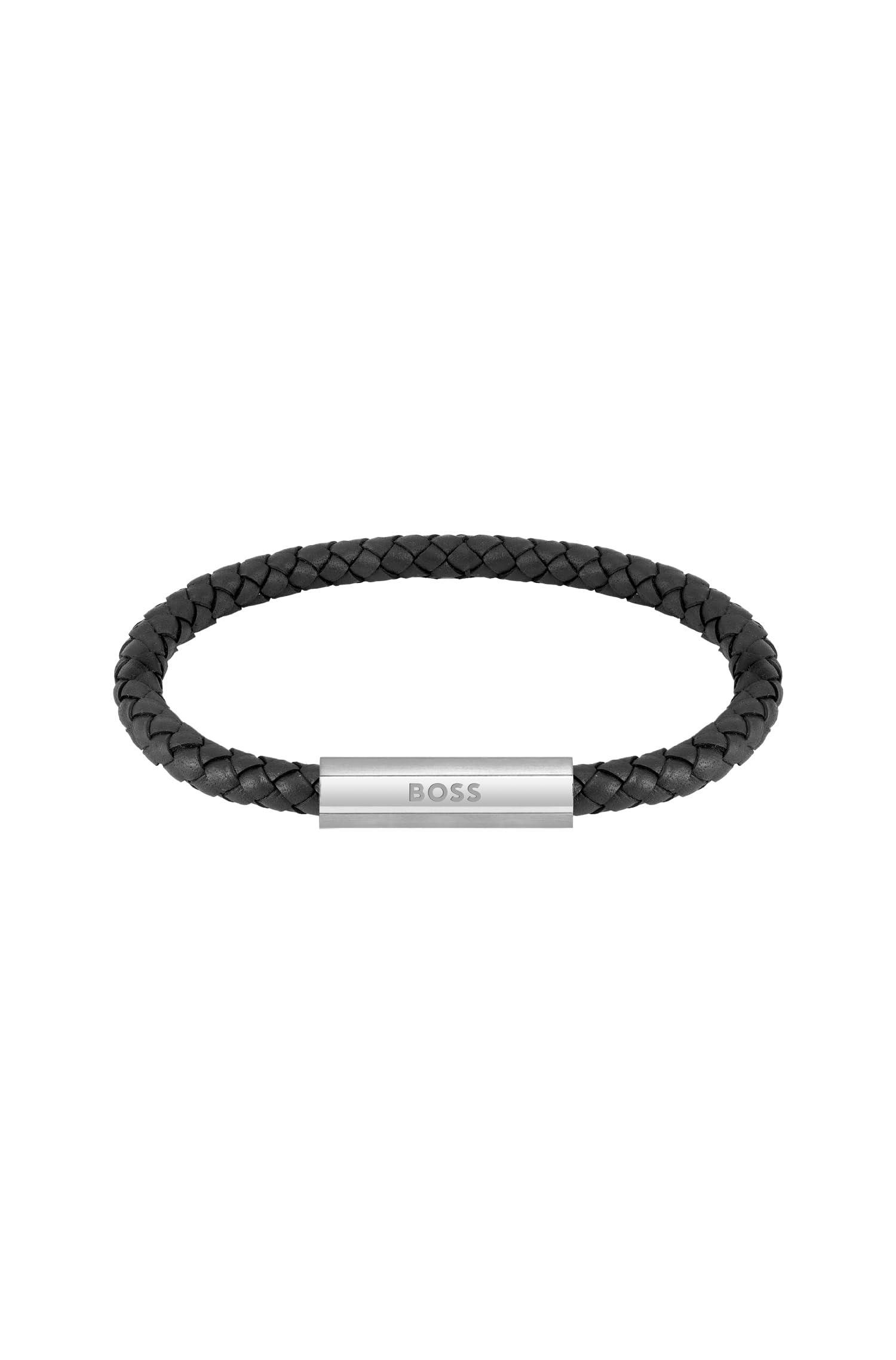 BOSS Jewelry Men's BRAIDED LEATHER Collection Bracelet Black - 1580152