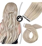 Moresoo Tape in Hair Extensions Real Human Hair Blonde Hair Extensions 100g Silky Straight Hair G...