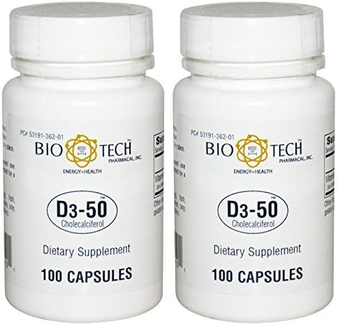 D3-50 50,000iu - Bio-Tech Pharmacal - 100 Capsules - Pack of 2 by BT Pharma