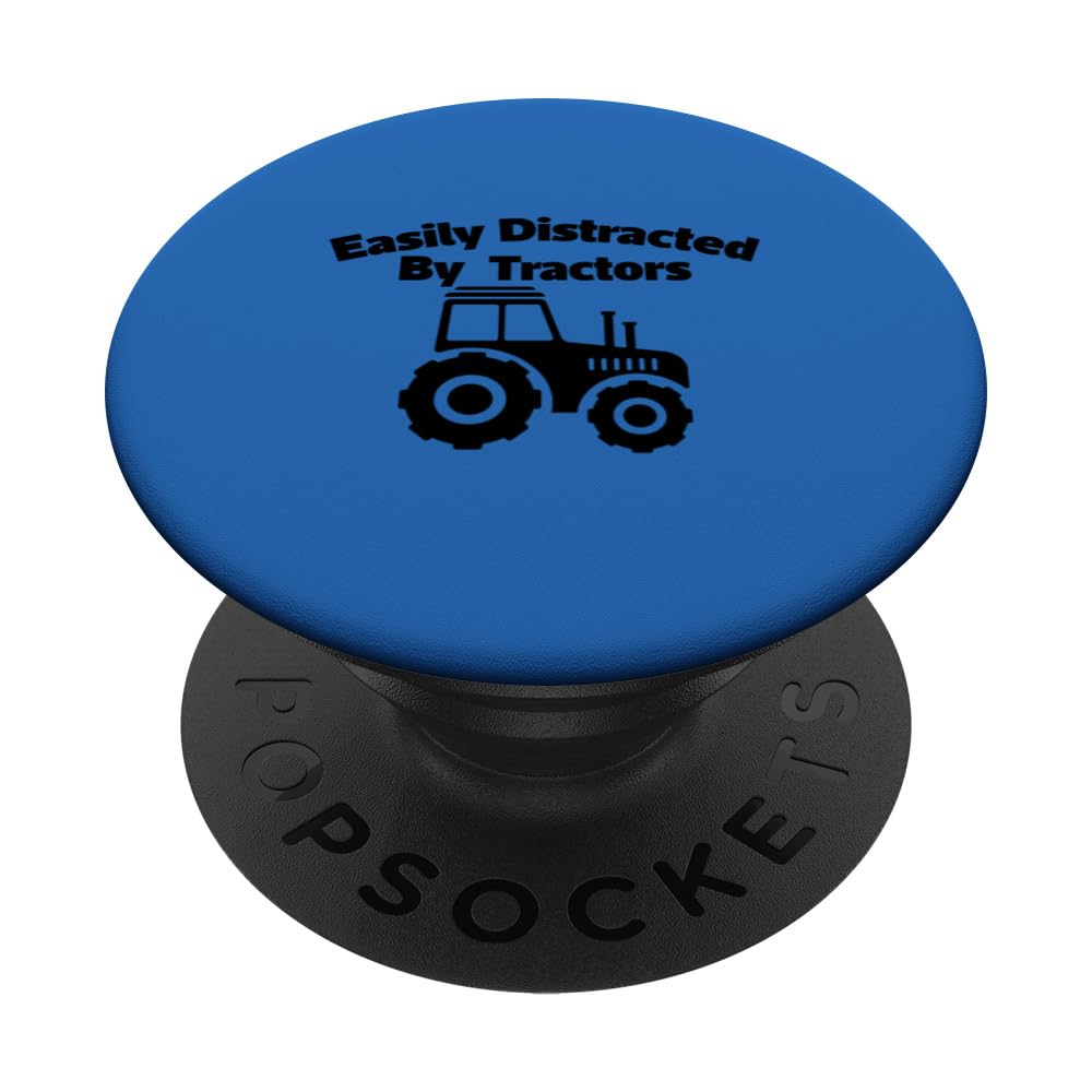 Easily Distracted By Tractors Funny Tee Graphic PopSockets Swappable PopGrip