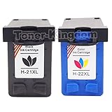 Toner Kingdom® Remanufactured Compatible with HP 21XL and 22XL Ink Cartridges Combo Pack Include: 1 Pack C9351AN Black & 1 Pack C9352AN Color (High Yield, Total 2-Pack)
