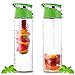 25 oz Fruit Infuser Water Bottle, Large and Durable Detox Flip-Top Leak Proof Water Bottle BPA-Free Tritan with Recipe Book Birthday Gifts for Women Green