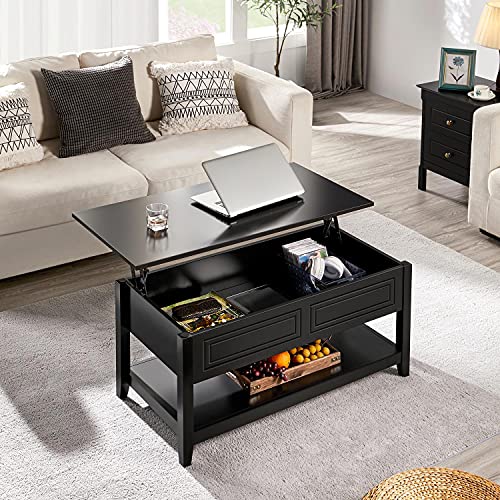 Yaheetech Lift Top Coffee Table With Hidden Compartment And Open