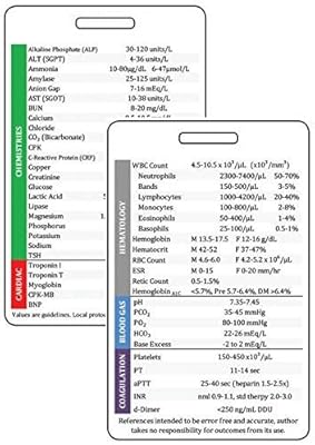 Vertical Lab Values Plastic Badge Card Clinical Reference For Nurses Common Adult Labs Results Rn Or Nursing Clinicals Glossy Eco Friendly Teslin Buy Online At Best Price In Uae Amazon Ae