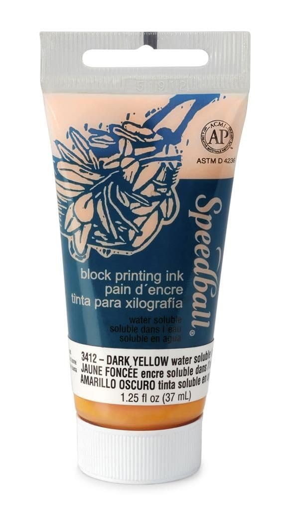 Speedball 37ml 1.25oz Water-Soluble Block Ink Dark Yellow, for Block Printing, Lino Print, Screen Printing, for Artists Kit