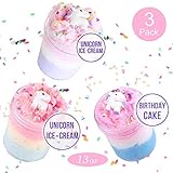 Keemanman Cloud Slime, Unicorn Galaxy Fluffy Slime, DIY Slime Supplies Kit for Girls and Boys, Stress Relief Toy Scented Sludge Toy for Kids Education, Party Favor, Gift and Birthday (3 Pack)