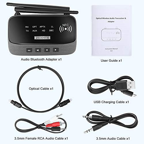 ZEXMTE Long Range Bluetooth 5.0 Transmitter Receiver 3 in 1 Wireless Bluetooth Audio Adapter Support aptX HD & aptX Low Latency, Optical RCA AUX 3.5mm for TV Home Music Streaming Stereo System - Thumbnail 6