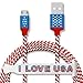 Micro USB Cable CSHope 3 Pack US Flag Design 5ft /1.5M Nylon Braided Reversible Micro USB Fast Charge and Data Sync Cable for Android, Samsung, HTC, Nokia, Sony and More - Flag Design Color