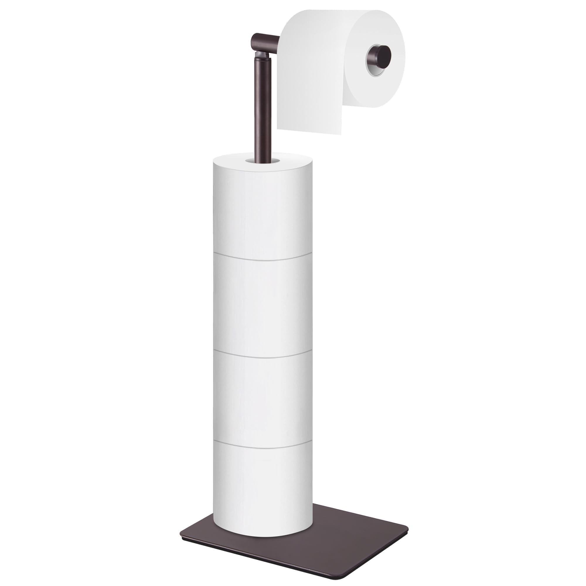 Photo 1 of Toilet Paper Holder Stand, Rustproof Bathroom Toilet Paper Stand with Storage for 4 Spare Rolls Reserve Free Standing Tissue Roll Holder for Bathroom, Oil Rubbed Bronze, Naturous