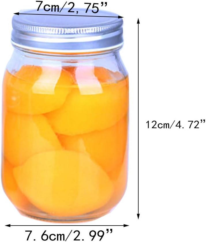 Glass Regular Mouth Mason Jars, 14 Ounce Glass Jars with Silver Metal Airtight Lids for Meal Prep Food Storage, Canning - Image 5