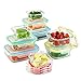 Vibz 18 Piece Premium Glass Food Storage Containers with Domed Snap Tight Lids - Safe for Oven, Microwave, Dishwasher, Freezer - Odor Proof and Stain Proof - BPA Free Lead Free - Glass Tupperware Set