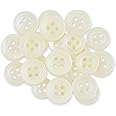 ButtonMode Standard Shirt Buttons 22pc Set Includes 8 Shirt Front Buttons (11mm or 7/16 in), 7 Sleeve Buttons (10mm or 3/8 in) & 7 Collar Buttons (9mm or Almost 3/8 in), Off White Cream, 22-Buttons