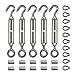 Amgate 5 PCS M5 Hook & Eye Turnbuckle + 10 PCS M3 Thimbles + 10 PCS Ferrules for 3/32