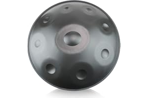 "Lark Music" hand pan in D Minor 9 notes steel hand drum + Soft Hand Pan Bag + (22.8" (58cm), Black (D Minor) 9 notes D3 A Bb C D E F G A)