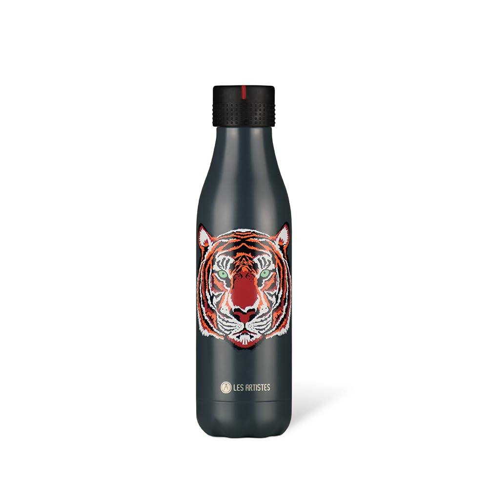 Les Artistes-Paris A-4264 Bottle'Up, Thermos 500 ml, BPA-Free, Reusable, Keeps Hot 12 Hours and Cold 24 Hours, Stainless Steel, Tiger Design