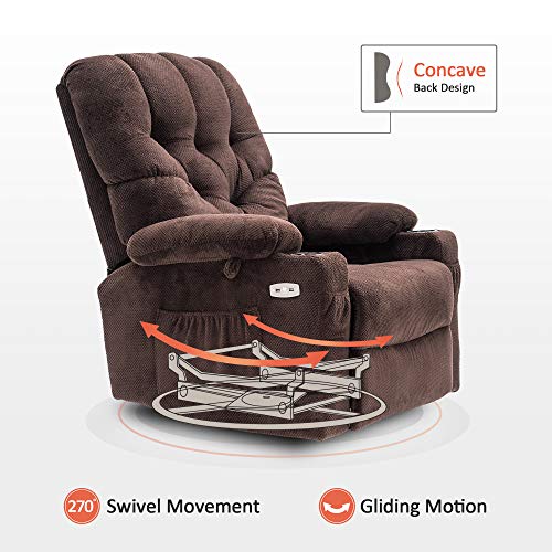 Electric Power Swivel Glider Rocker Recliner Chair with Cup