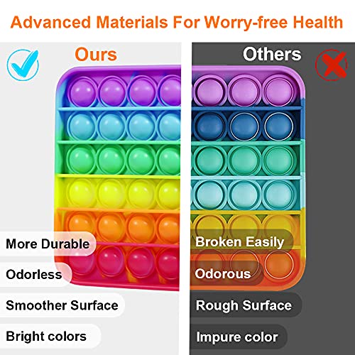 Pop Fidget Toy,Push Pop Bubble Fidget Sensory Toy for Kids Adults Interactive Games,Silicone Autism Special Needs Stress Anxiety Relief Toys Novelty Gifts for Girls Boys (3-Pack Rainbow)