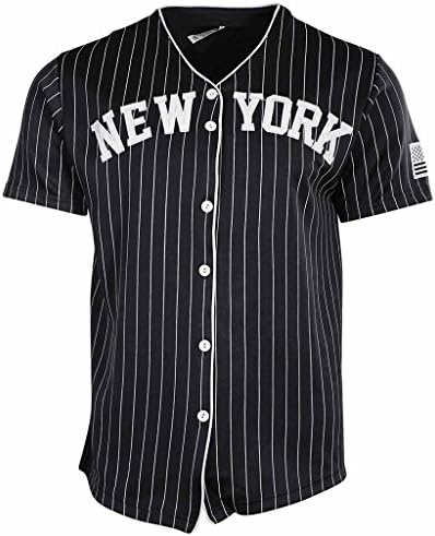 True Rock Men's Button-Up T-Shirt New York Baseball Game day Sports Jersey