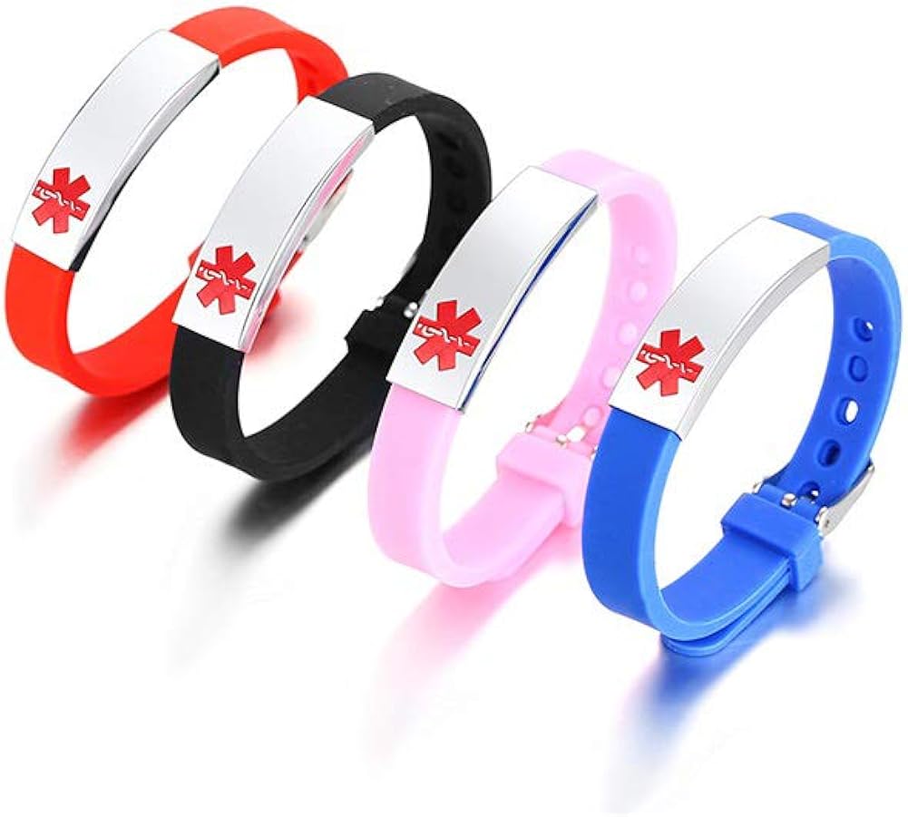 PJ Unisex Personalized Silicone and Stainless Steel Medical