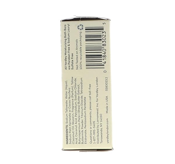 YARDLEY LONDON BATH BARS SOAP FOR SENSITIVE SKIN, SHEA BUTTERMILK – 4.0 OZ