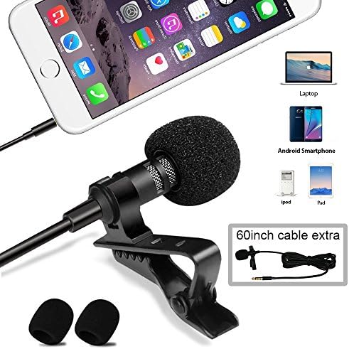 UMITOM Lavalier Lapel Microphone Wireless Lavalier Microphone 3.5 mm Omnidirectional Condenser Mic Professional Clip-on System Lapel Microphone for Recording (mic02)