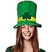 Windy City Novelties St. Patrick's Green Velvet Shamrock Top Hat – Unisex Adult, One Size