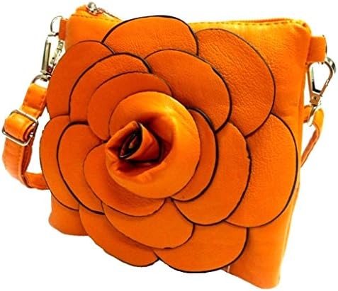 3-6 Day Delivery- Designer Rare Handmade Raised Flower Purse Square Pouch Bag Rose Handbag Faux Leather Tote Chic 3D Flower
