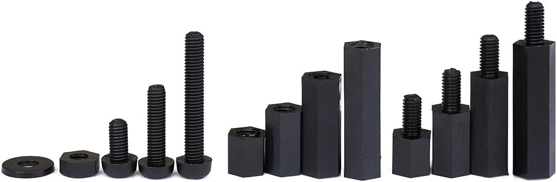 Litorange 320PCS M2 Male Female Nylon Hex Spacer Standoff Screw Nut Assorted Assortment Kit (Black), Nylon M2 320 PCS - Image 3
