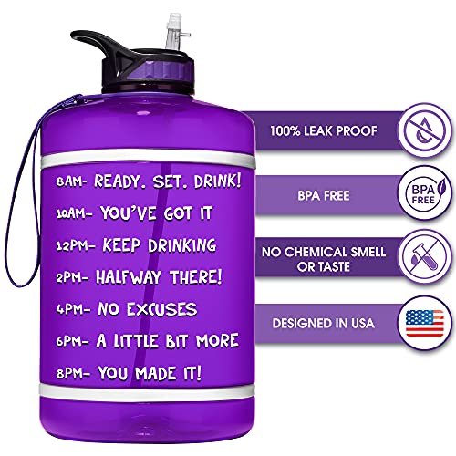 HydroMATE 1 Gallon Motivational Water Bottle with Straw and Handle Time