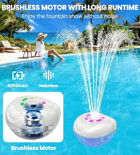 Luxfero 3 en 1 Enceinte Picsine avec Fontaine & Lumière,Enceinte Bluetooth Piscine Étanche IP68,Enceinte Flottante, Haut Parleur Bluetooth Puissant,Stéréo HD,BT5.4,24H Fontaine Piscine Rechargeable