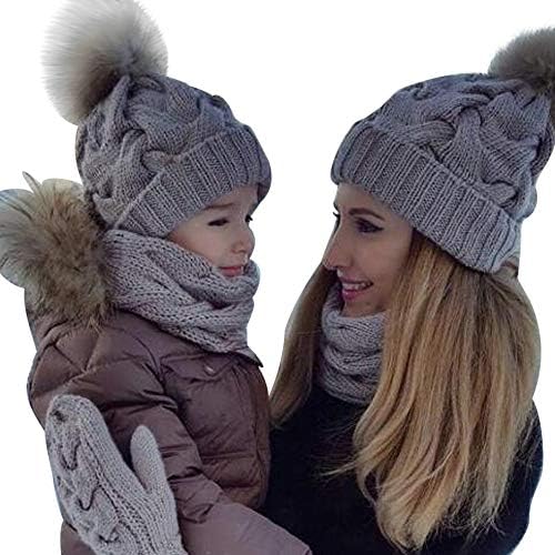 kaiCran 2PCS Parent-Child Hat Warmer, Mommy and Me Cable Knit Winter Warm Hat Beanie