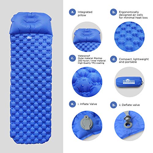 NIMSHA Ultralight Camping Air Sleeping Pad Compact Inflatable