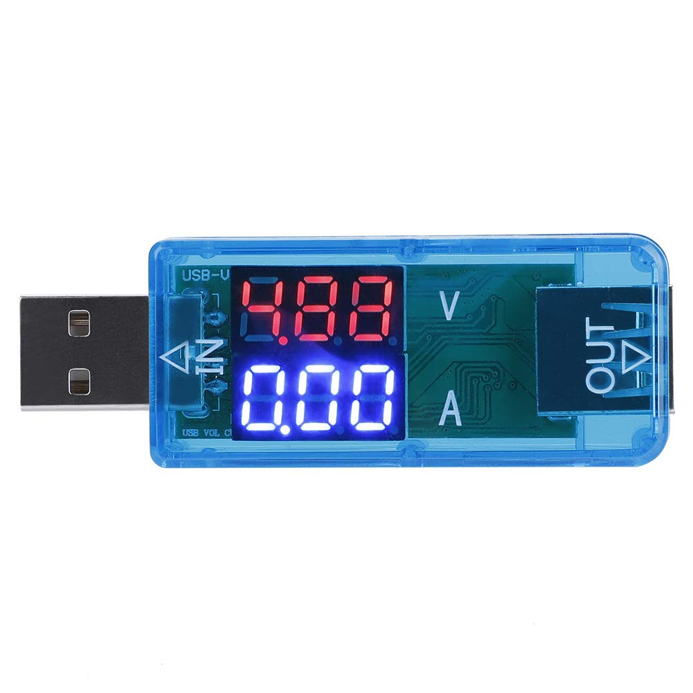 USB Voltage Tester, Akozon Digital Power Meter Tester Multimeter 3.2-10V 0-3A Color LCD USB Tester Voltmeter Ammeter Current Meter 0.01 Accuracy Multimeter Charger (Blue)