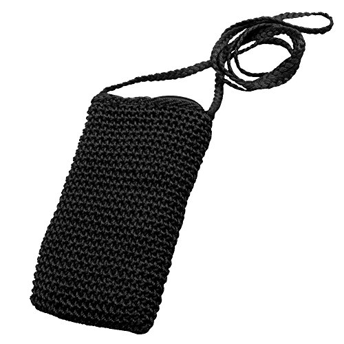 Polypropylene fiber Handmade Crochet Knit Mobile, Cell Phone Pouch Purse Bag With Shoulder Belt closed by Zipper