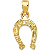 JewelryWeb 14k Yellow Gold Polished Horse Shoe Pendant Necklace 19.1x9.1mm Pendant for Women