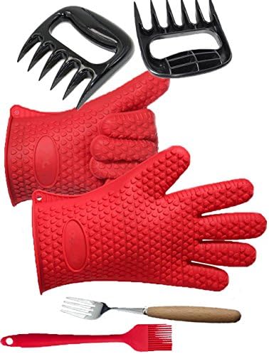 Silicone Kitchen Heat Proof BBQ Cooking Gloves Bear Claw Tools Basting Brush Barbecue Oven Mitts
