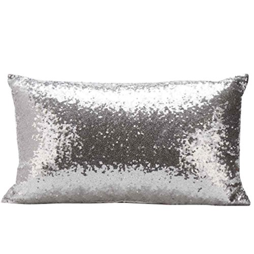 image for Throw Pillow Cases,Woaills Glitter Sequins Rectangle Pillowcase Cushio