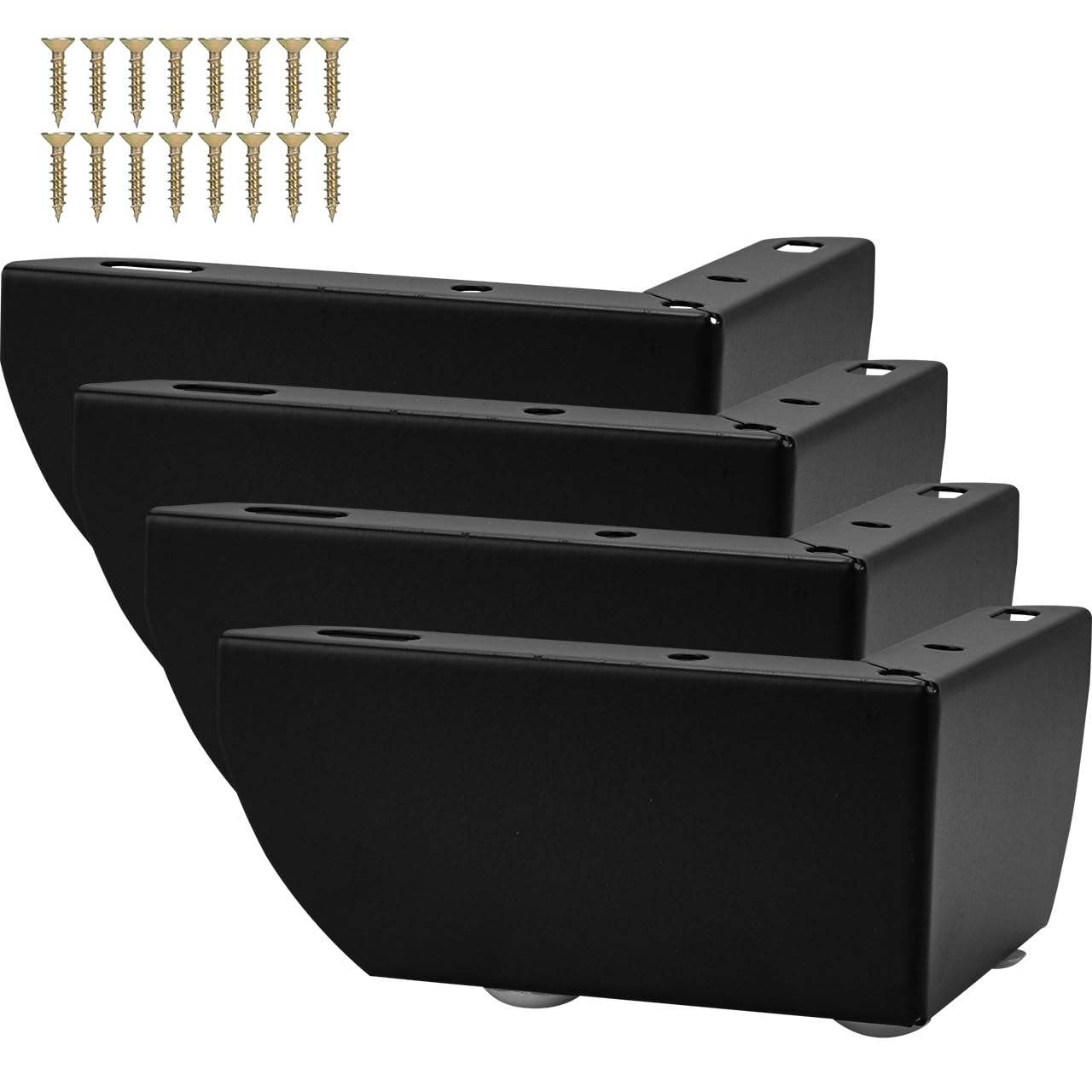 2 Inch / 5.5cm Furniture Legs, 4 Pcs Metal Sofa Legs Wardrobe Support Feet, L-shaped Replacement Legs for Cabinet Table Dresser TV Cabinet Couch Chair Kitchen Cupboard (Black)
