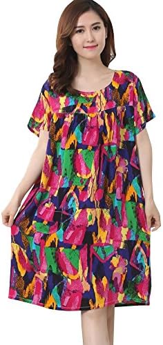 Tufu Middle-Aged Women's Short Sleeves Nightdress Nightshirt PJ Plus