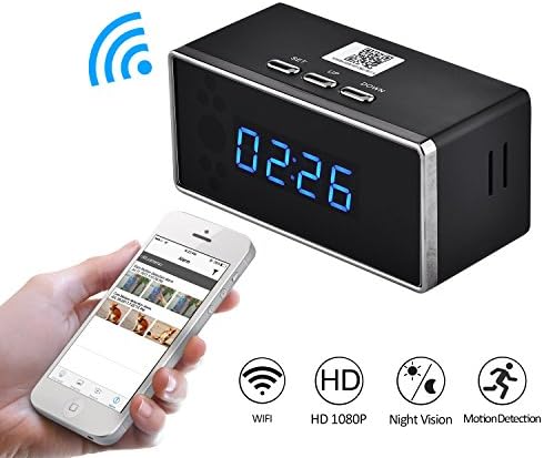 FULAO HD 1080P Wifi Alarm Clock Camera Night Vision/Motion Detection/Home spy Cameras