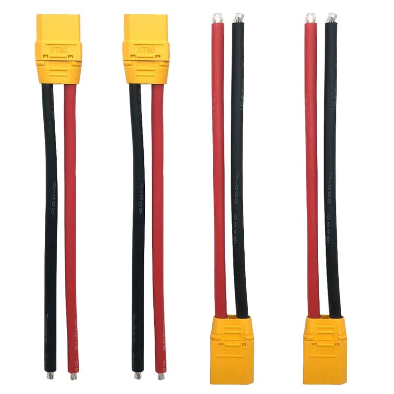 LINSYRC 2 Pairs Amass XT-90 XT90H Plug Male Female Connector Cable Adapter Lead with 5.9INCH 12AWG Silicone Wire for RC Lipo Battery