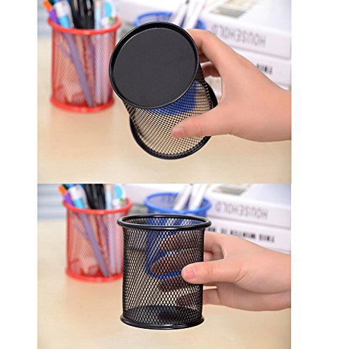 Mesh Pen Holder - 4Pcs Metal Pen Organize Pencil Cup(Black)