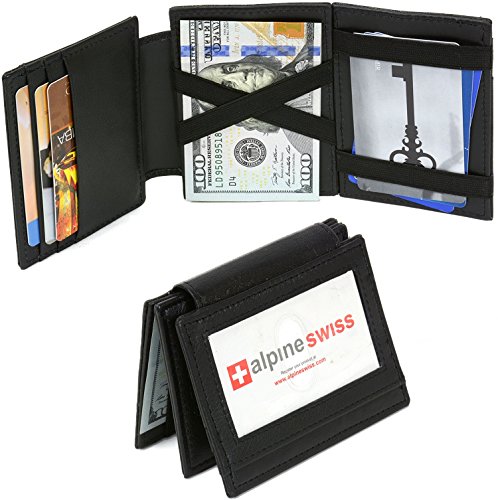 Genuine leather magic wallet 1 id window 9 card slots 2…