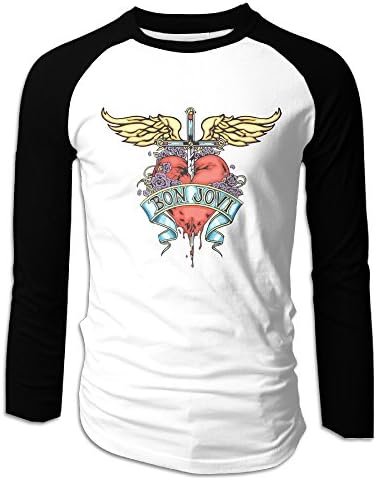 Mens Famouse Brand Bon Jovi Long Sleeve Raglan Baseball Tee Shirts