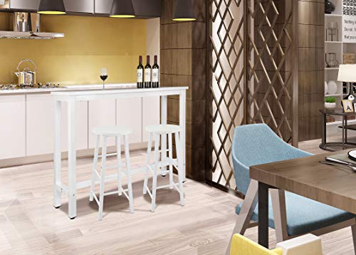 WOLTU BT30ws 1x Bartisch Bistrotisch Stehtisch Esstisch, Metallgestell, Tischplatte aus MDF, Weiß, 140x40x100cm(BxTxH) – Bild 5