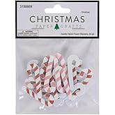 Christmas Candy Cane Glitter Foam Stickers - 24 Count