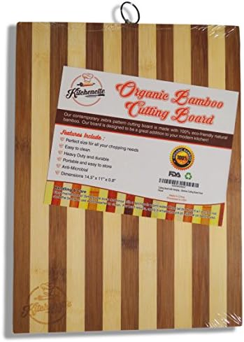 Kitchenette Organic Bamboo Cutting Board with Hanging Hook for Easy to Use and Clean Experience. Contemporary Large Chopping Board Is Heavy Duty, Eco-friendly &amp; Nonslip. Enjoy Your Kitchen with Style