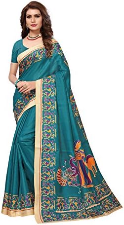Tarshika Art Silk with Blouse Piece Saree (TK-KALAMKAARI 8_Rama_Free Size)