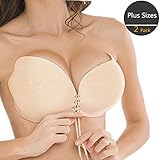 Plus Size Self Adhesive Silicone Women Push Up Bra Backless Strapless, pack of 2